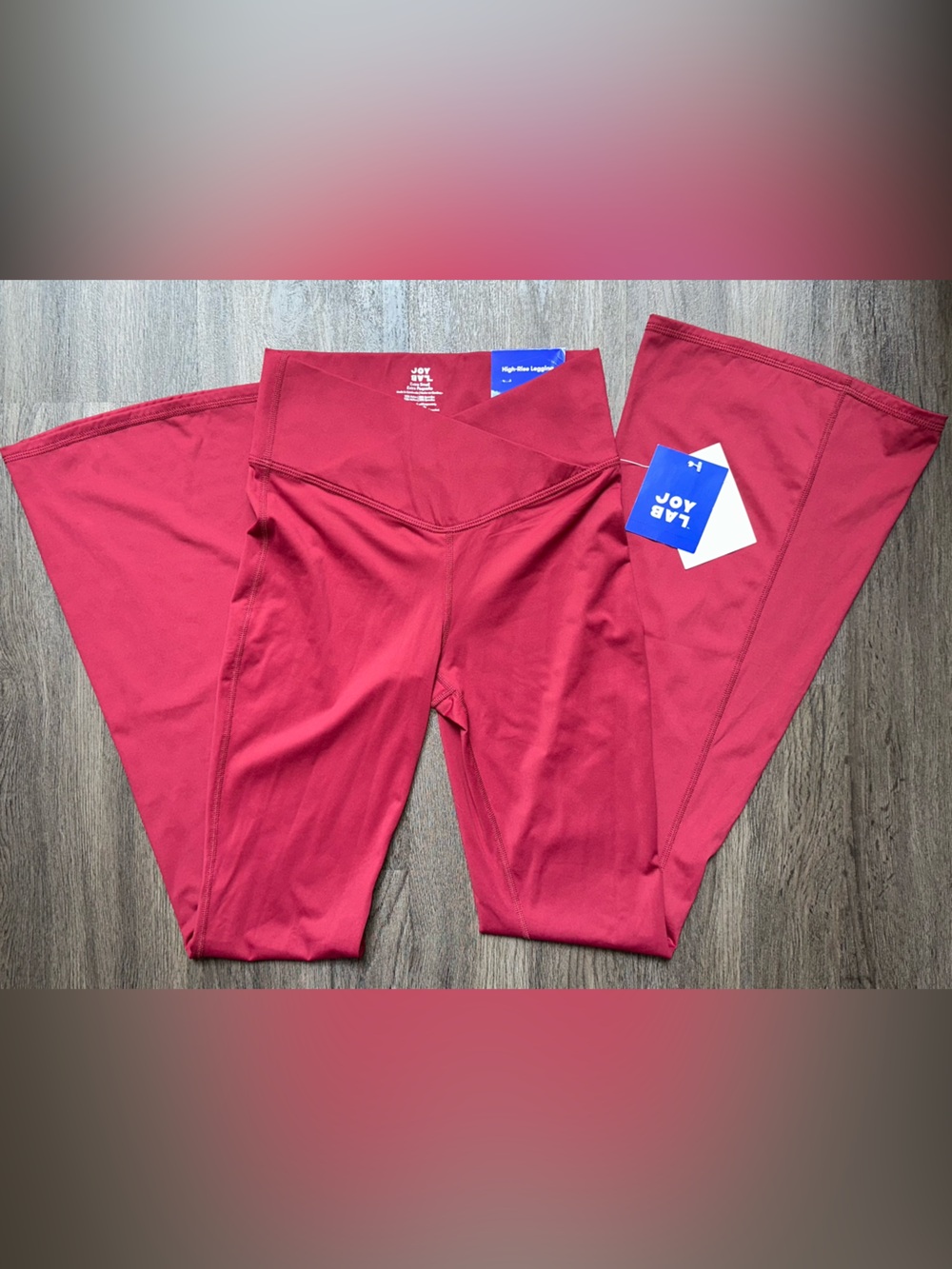 Flare Crossover Leggings High-rise Waist -Red XS - Yoga Active Extra Long Length